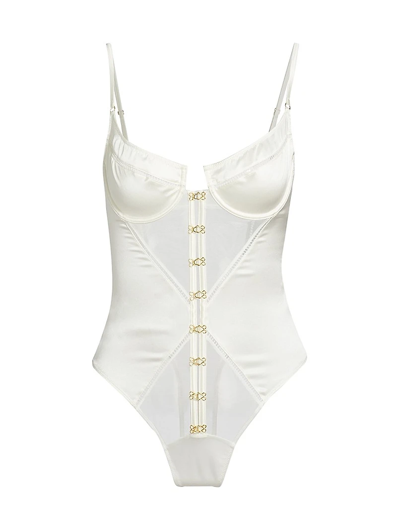 Temptress Stretch Silk-Tulle Underwire Bodysuit
