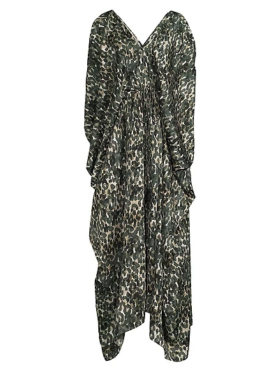 Shalev Cheetah Satin Maxi Dress
