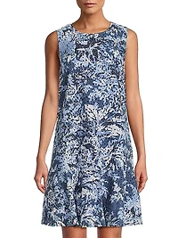 Mue Eyelet Printed Minidress