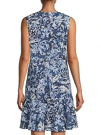 Mue Eyelet Printed Minidress