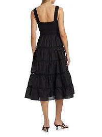Lucien Tiered Ramie A-Line Midi-Dress