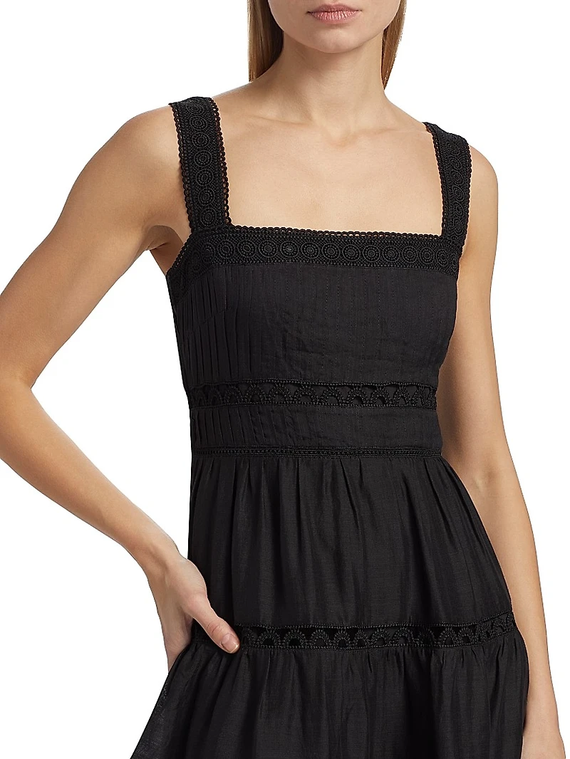 Lucien Tiered Ramie A-Line Midi-Dress