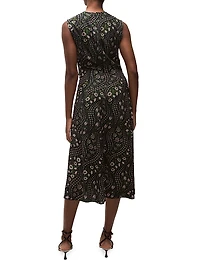 Viviana Gathered Floral Stretch-Silk Midi-Dress