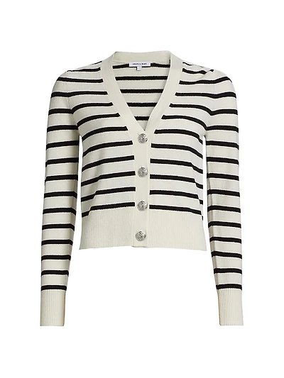 Solene Striped Cashmere Cardigan