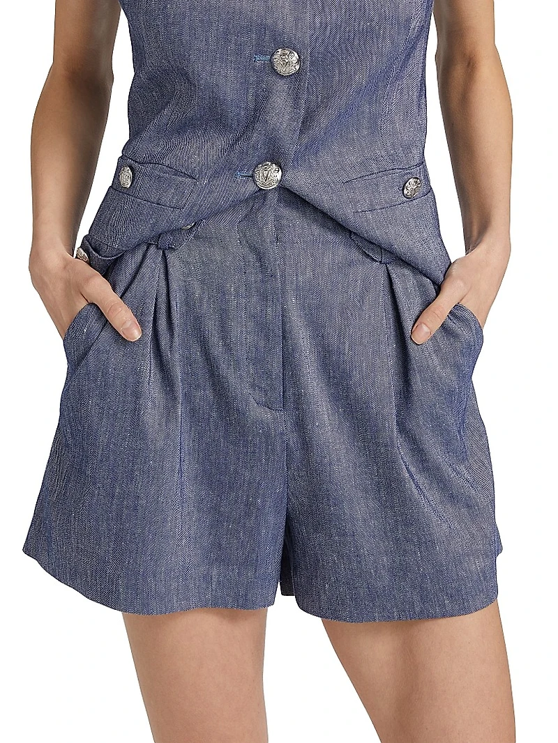 Runo Linen-Blend High-Waisted Shorts