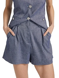 Runo Linen-Blend High-Waisted Shorts