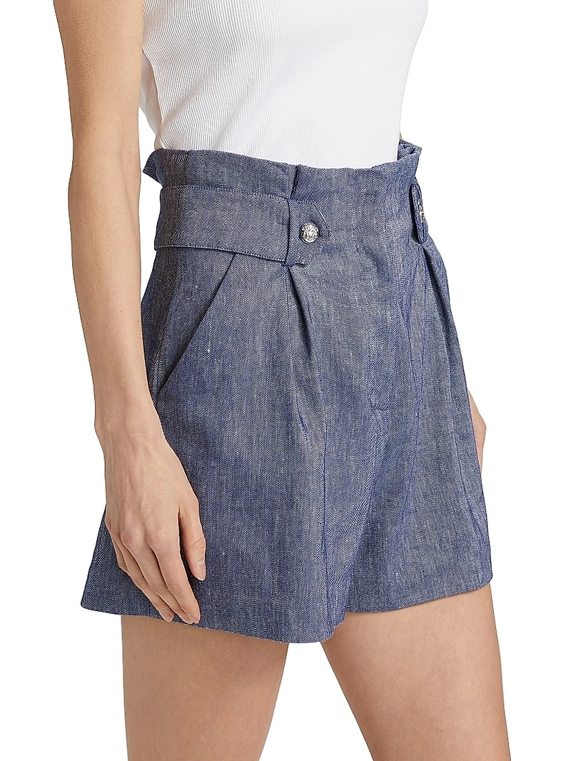 Runo Linen-Blend High-Waisted Shorts