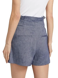 Runo Linen-Blend High-Waisted Shorts