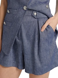 Runo Linen-Blend High-Waisted Shorts