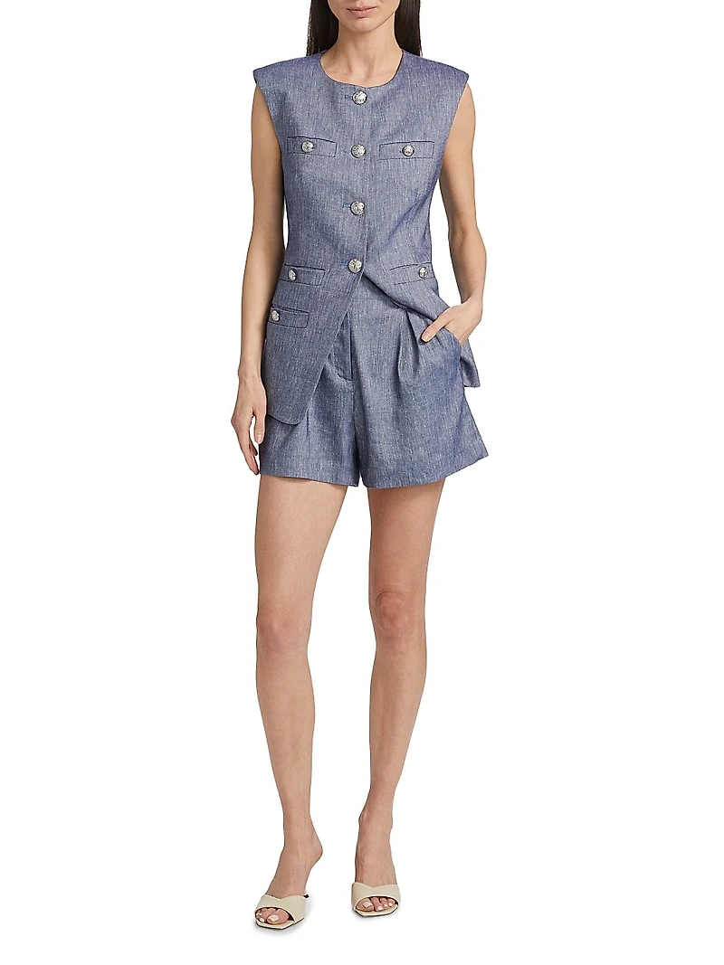 Runo Linen-Blend High-Waisted Shorts