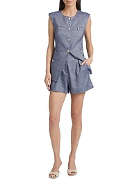 Runo Linen-Blend High-Waisted Shorts