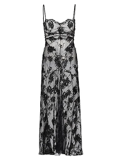 Dominique Sheer Lace Midi-Dress