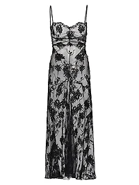 Dominique Sheer Lace Midi-Dress