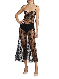 Dominique Sheer Lace Midi-Dress