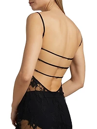 Dominique Sheer Lace Midi-Dress