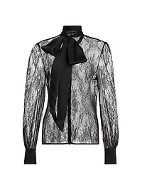 Lace Tie-Neck Blouse