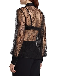 Lace Tie-Neck Blouse