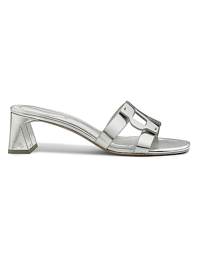Monogram 50MM Metallic Leather Block-Heel Sandals
