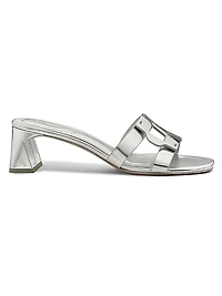 Monogram 50MM Metallic Leather Block-Heel Sandals