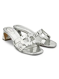 Monogram 50MM Metallic Leather Block-Heel Sandals