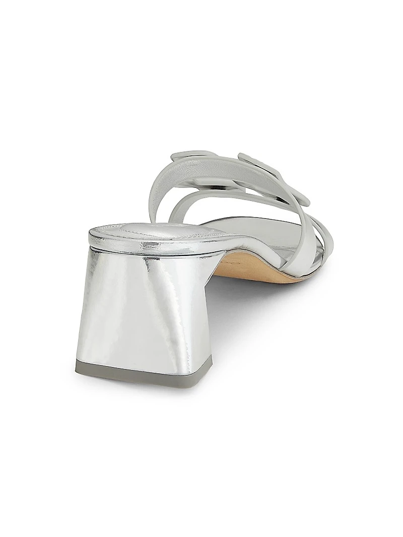 Monogram 50MM Metallic Leather Block-Heel Sandals