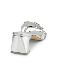 Monogram 50MM Metallic Leather Block-Heel Sandals