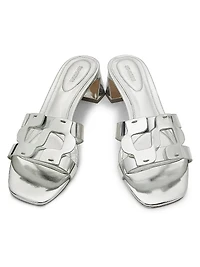 Monogram 50MM Metallic Leather Block-Heel Sandals