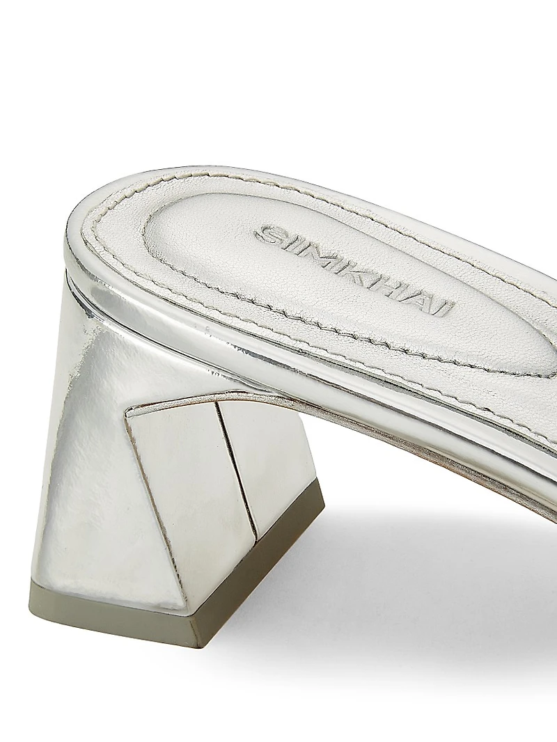 Monogram 50MM Metallic Leather Block-Heel Sandals