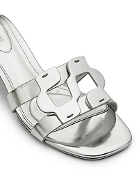 Monogram 50MM Metallic Leather Block-Heel Sandals