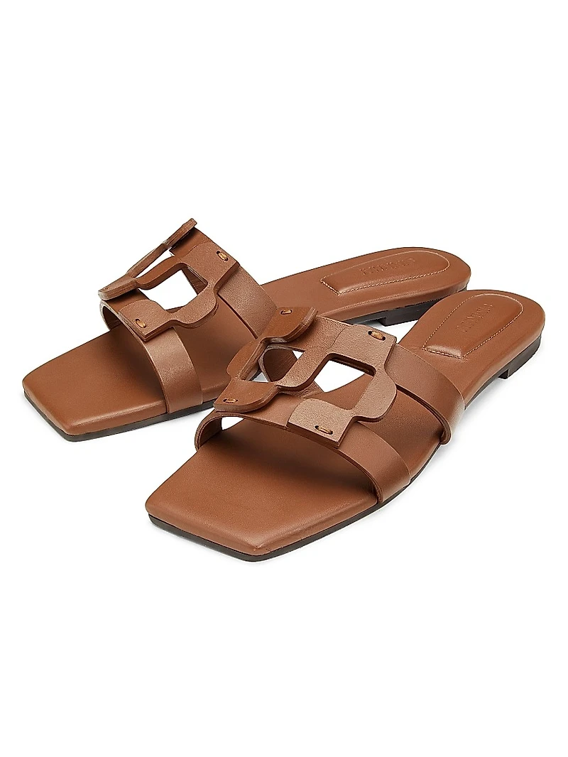 Monogram Leather Flat Slides