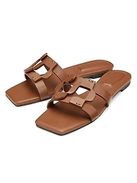 Monogram Leather Flat Slides