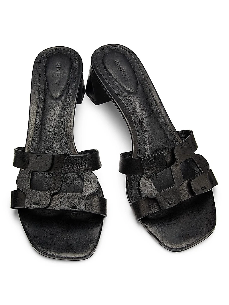 Monogram 50MM Leather Block-Heel Sandals