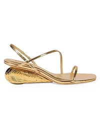 Bridget 75MM Metallic Leather Wedge Sandals