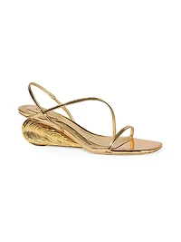 Bridget 75MM Metallic Leather Wedge Sandals