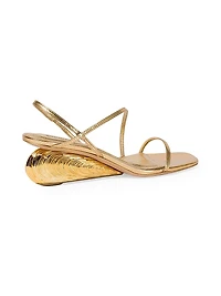 Bridget 75MM Metallic Leather Wedge Sandals