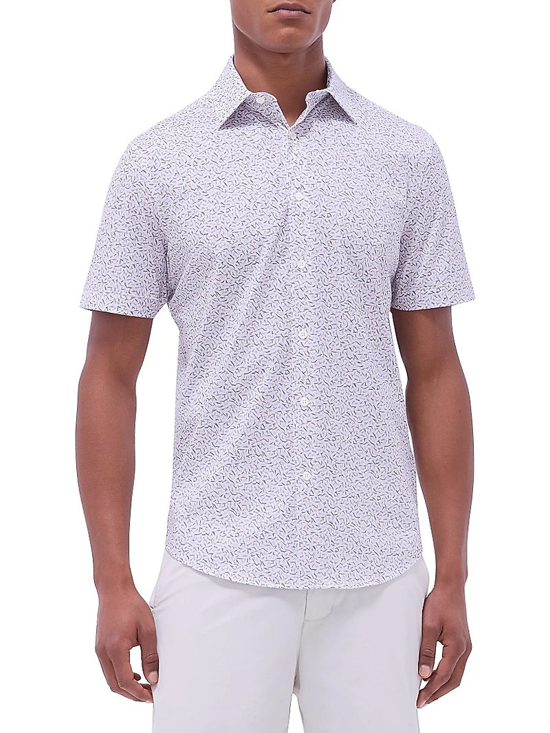 OohCotton Miles Geometric Stretch-Cotton Shirt