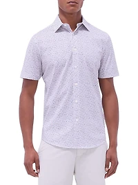 OohCotton Miles Geometric Stretch-Cotton Shirt