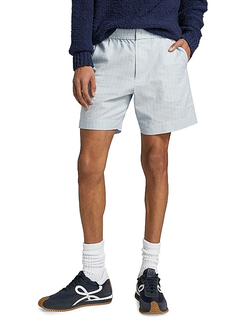 Sebastion Pinstriped Cotton & Linen Shorts