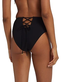 Lace-Up High-Waist Bikini Bottom