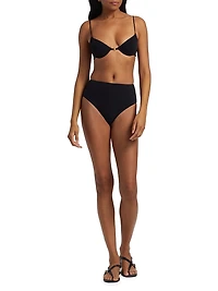 Lace-Up High-Waist Bikini Bottom
