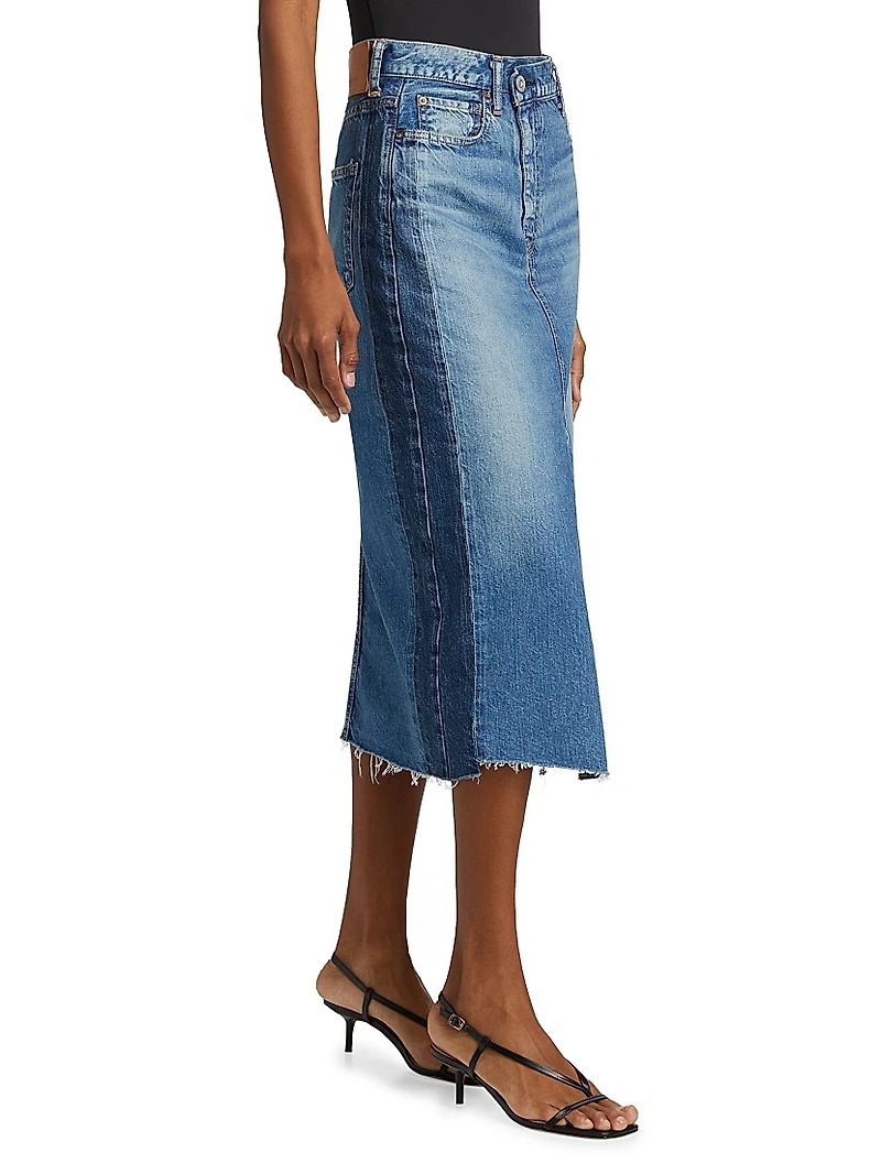 Putnam Denim Asymmetric Midi-Skirt