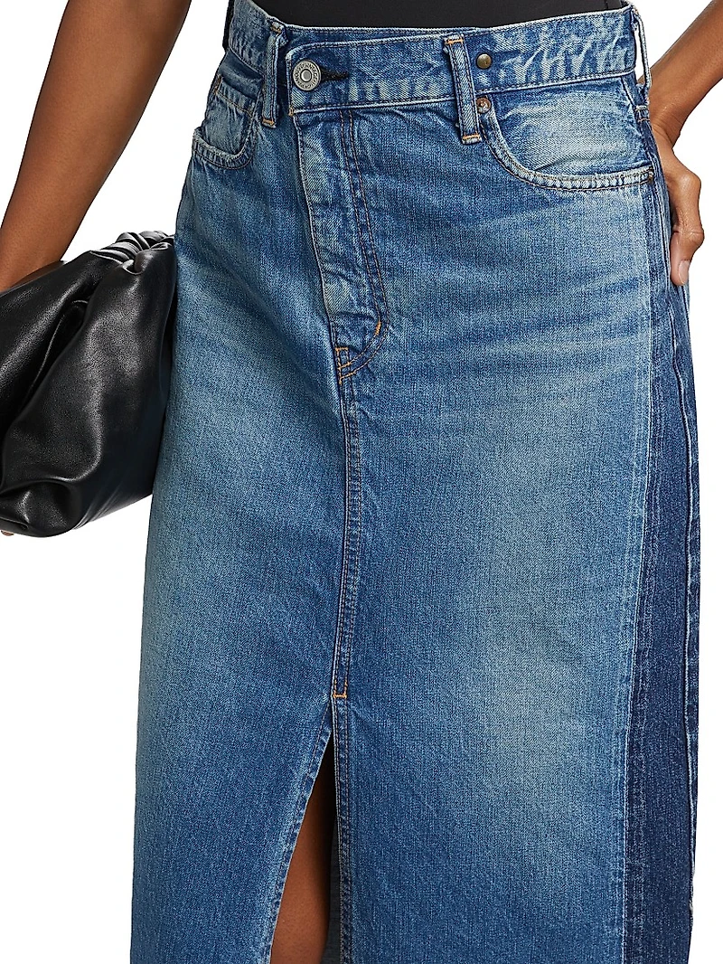 Putnam Denim Asymmetric Midi-Skirt