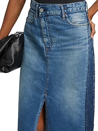 Putnam Denim Asymmetric Midi-Skirt