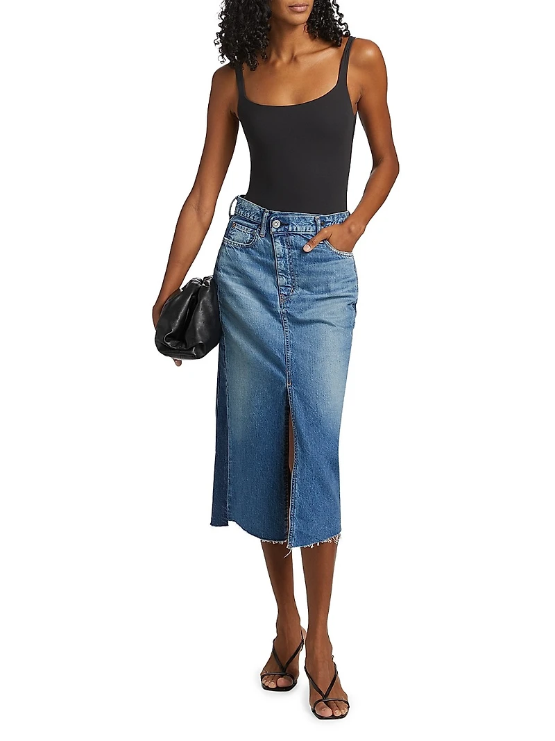 Putnam Denim Asymmetric Midi-Skirt