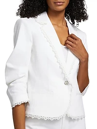 Khloe Vineyard Lace Single-Breasted Blazer