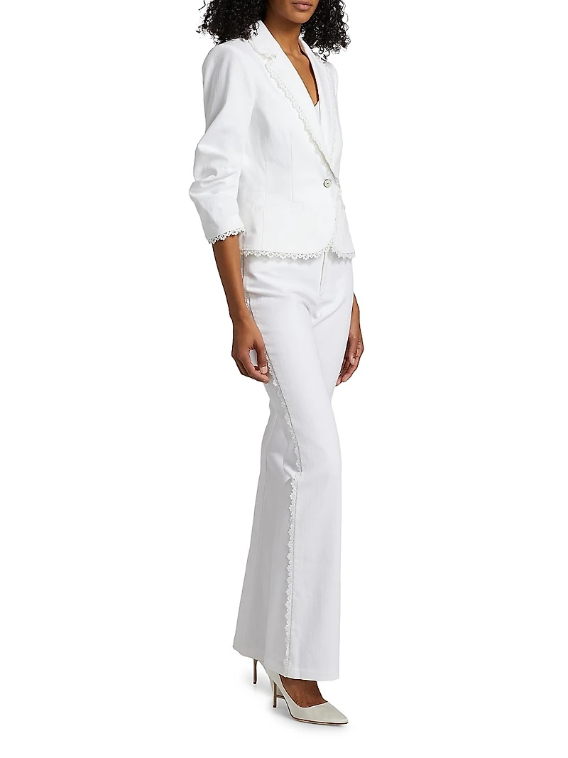 Khloe Vineyard Lace Single-Breasted Blazer
