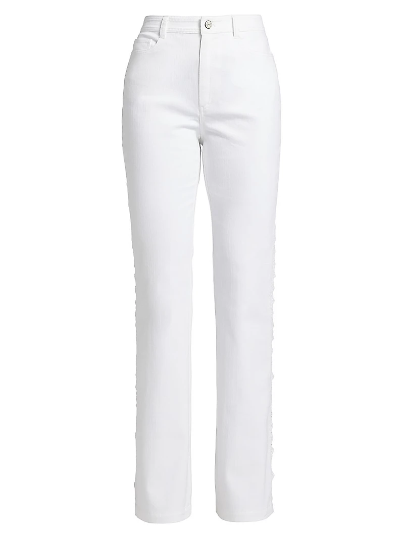 Shailene Lace High-Rise Straight-Leg Jeans