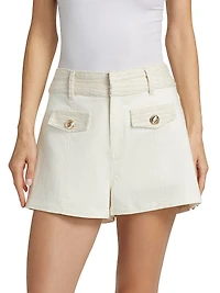 Gaelle Braided Tweed Denim Shorts