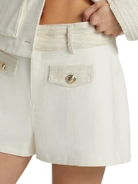 Gaelle Braided Tweed Denim Shorts