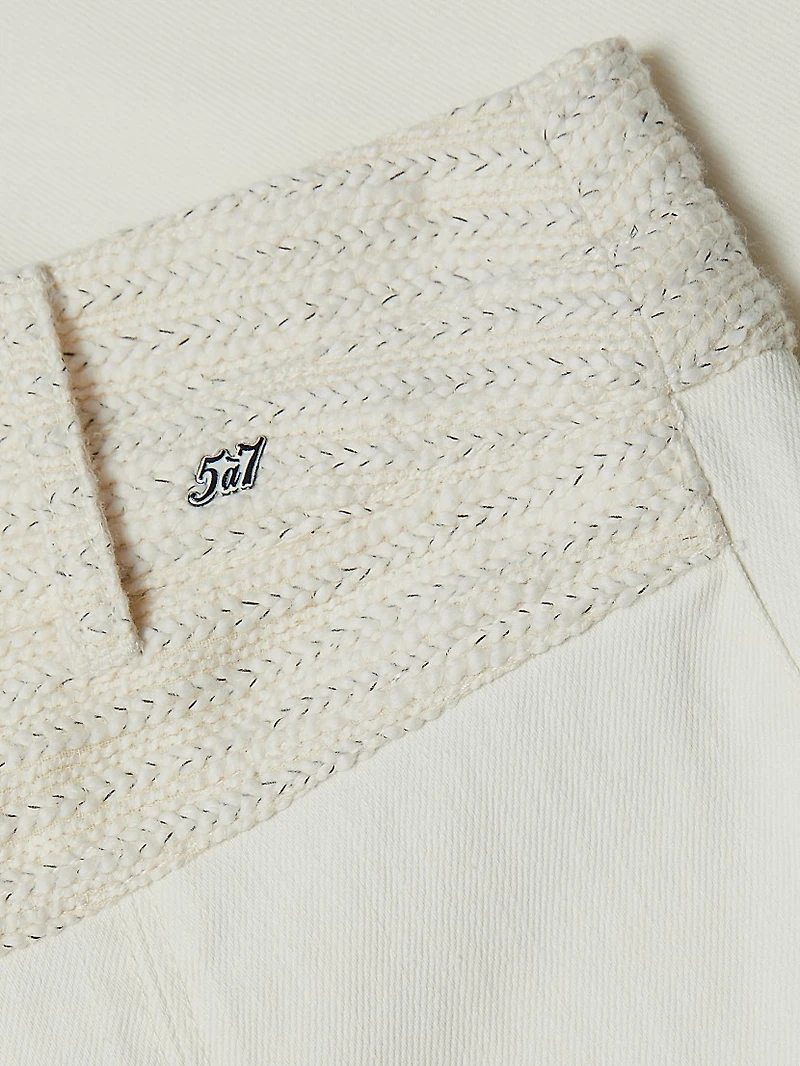 Gaelle Braided Tweed Denim Shorts